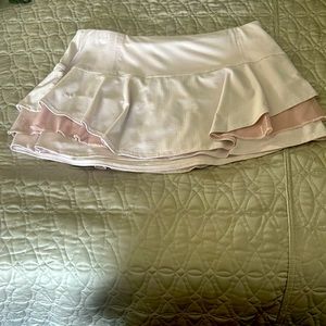 Lucky in Love ruffles tennis skirt with sheer ruffle-light pink color